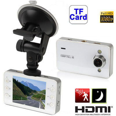 X3 White, 2.7 inch Full HD 1080P Vehicle DVR with 2 IR LED Night Vision Lights